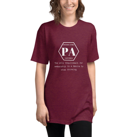 Pontificators Anonymous Requirement Tri-Blend Track Shirt