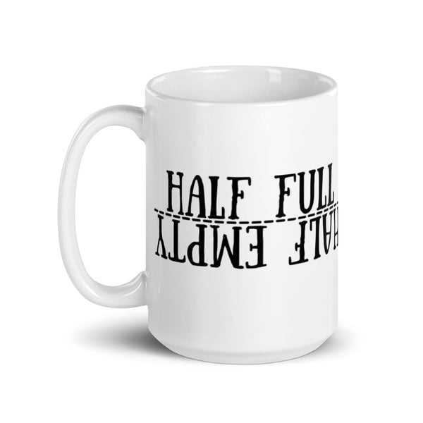 Half Full White glossy mug