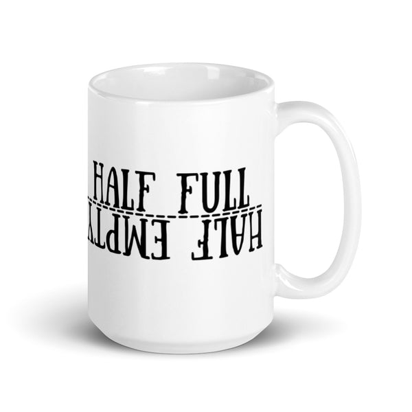 Half Full White glossy mug